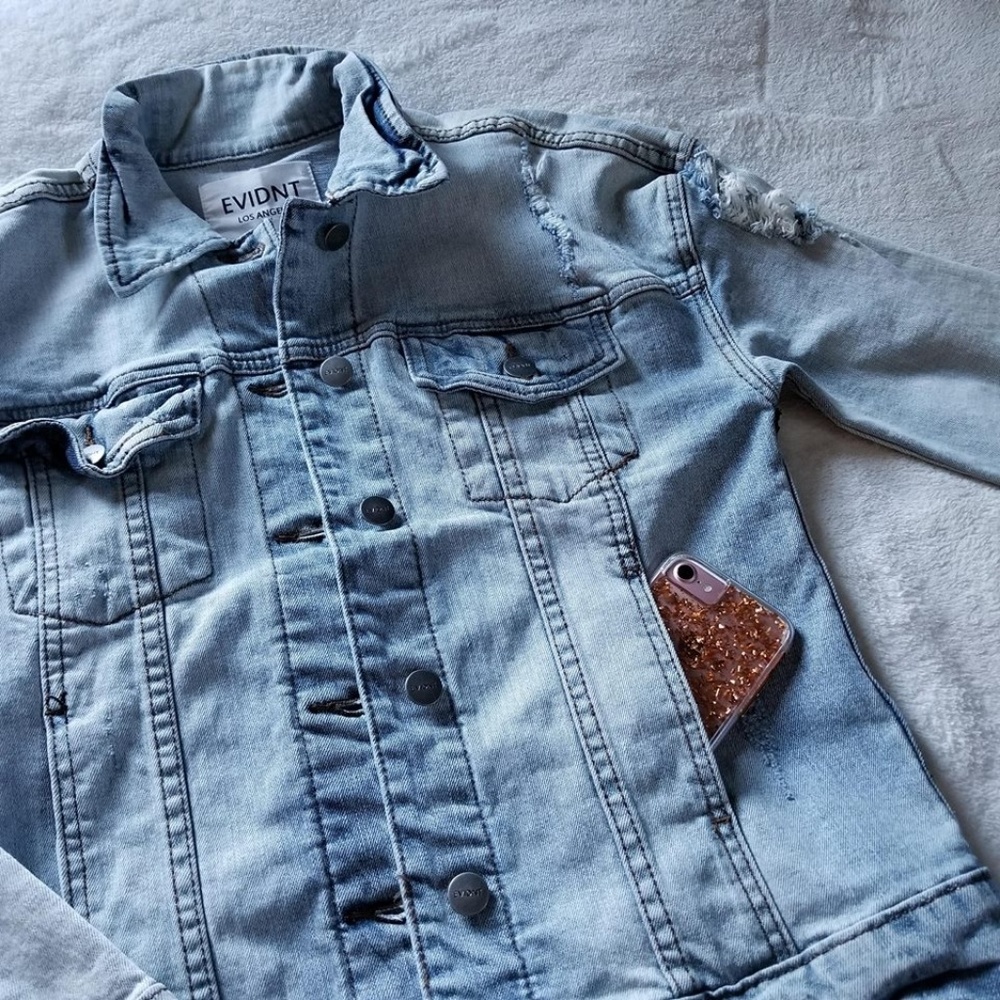NWT Distressed Light Wash Denim Jacket